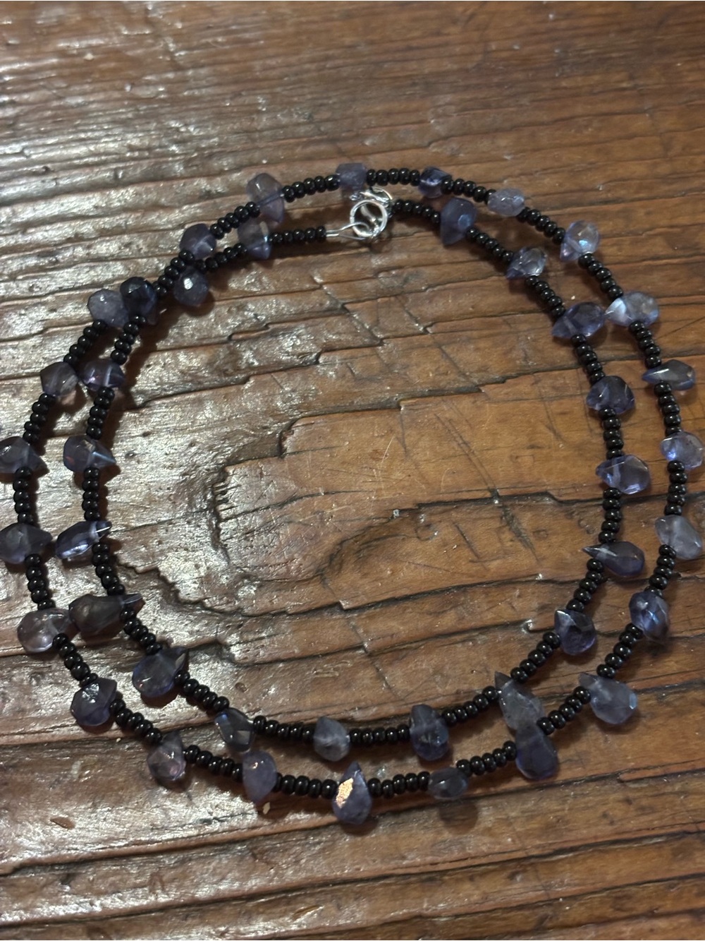 Handcrafted Black and Violet Beaded Necklace - Brand